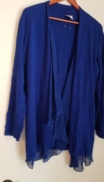 Gorgeous Royal Blue Sweater with Chiffon Accents - - Picture 2 of 3